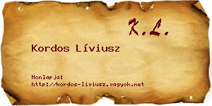 Kordos Líviusz névjegykártya